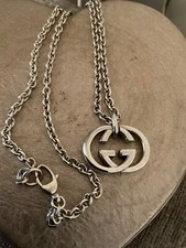GUCCI STERLING SILVER BRITT GG NECKLACE 50cm Chain VINTAGE 
