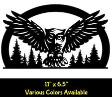 11" x 6.5" Owl in Flight Forest Scene Vinyl Decal Car Truck Window Mirror