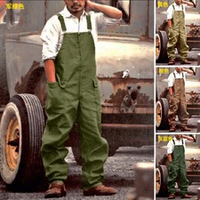 Men's Overalls Trousers Suspender Workwear Cotton Casual Loose Jumpsuit Pants