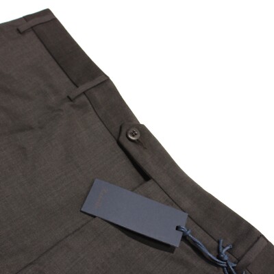 Zanella NWT Dress Pants Size 42 US Devon In Solid Brown 100% Wool