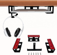 under Desk Laptop Mount  Headphone Holder with Adhesive  Screw, Hard Aluminum