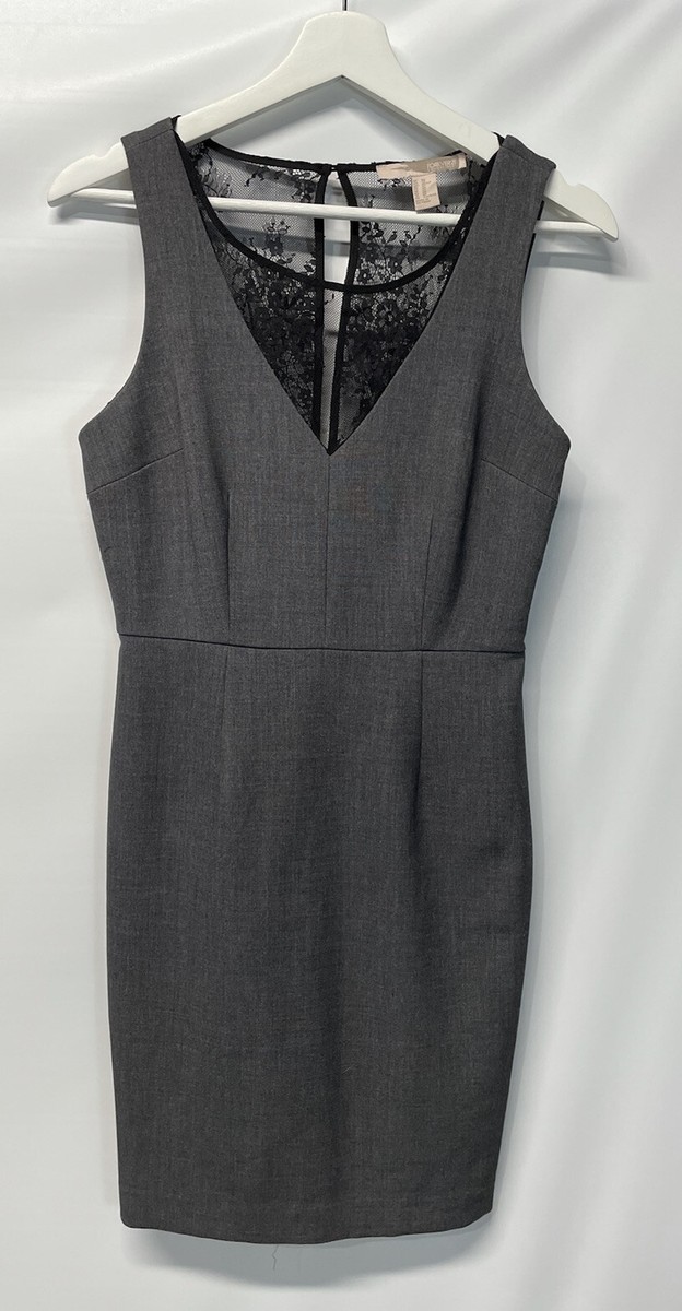 Forever 21 Sheath Dress Gray Ponte Black Lace Detail Stretch Lined XS *see  note | eBay