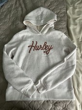 Girls Light Pink Hurley Sherpa Lined Hoodie With Rose Gold Metallic Writing