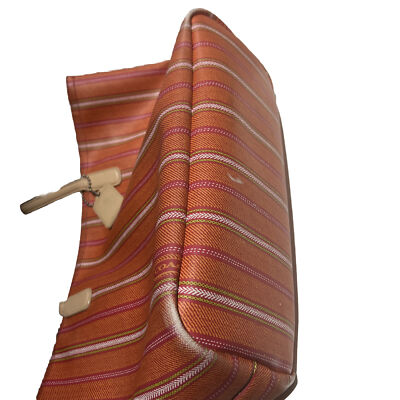 Coach Legacy Tote Bag 23108 Orange Stripe Coated Canvas Leather