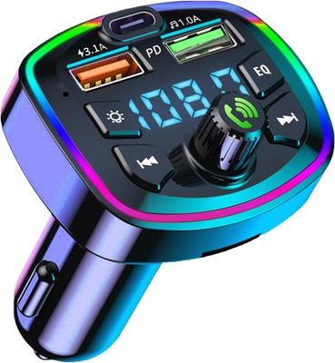 FM Transmitter Bluetooth 5.0 Auto MP3 Adapter USB, Type-C Freisprech, TF, U-Disk