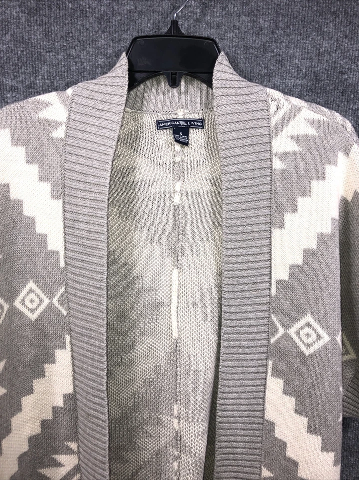 Ralph Lauren American Living длинный вязаный серый женщин кардиган короткие рукава маленький - Изображение 3 из 4