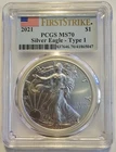 2021 $1 American Silver Eagle Type 1 First Strike - PCGS MS70