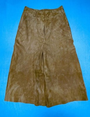 Massimo Dutti Women's Xs Goat Leather Culottes Tan