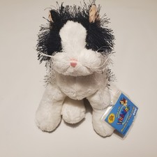 Ganz Webkinz Black White Cat 8" Beanbag Plush Kitty Fuzzy Code HM016 Tags Kitten