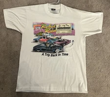 Vintage Rebel Run Drive In Shirt L A Trip Back In Time Gas City IN 90s Sngl Stc