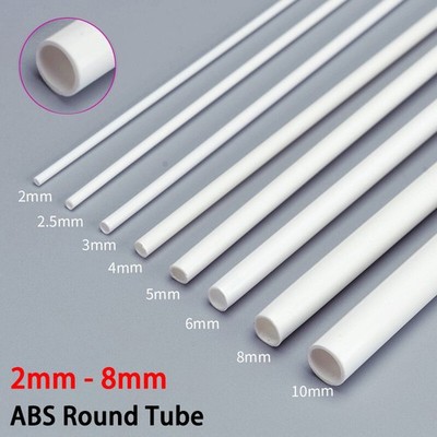 White ABS Round Hollow Tube 2mm-8mm Styrene Plastic Pipe DIY Model Crafts 250mm