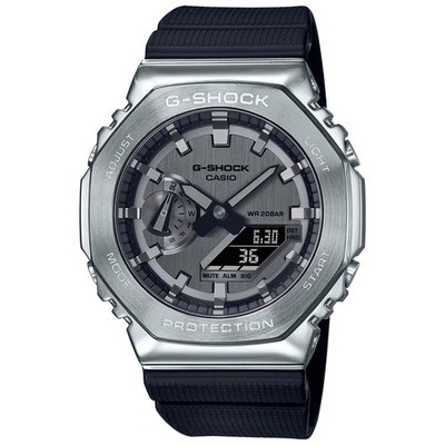 Casio Uhr G-Shock GM-2100-1AER Metall Silver Achteckiges Gehäuse Harz Schwarz