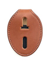 Perfect Fit Universal Oval Police Badge Holder Shield with Metal OVAL, Tan
