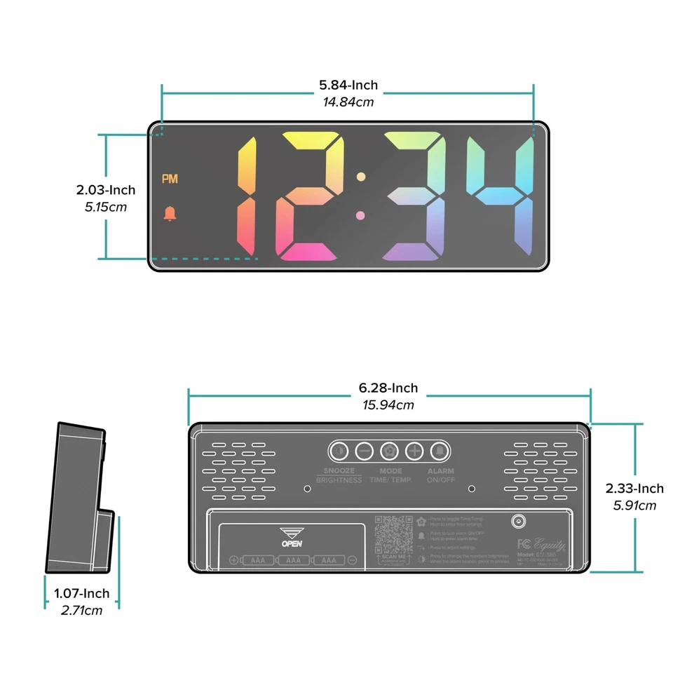 Equity 617-386 2” Gradient Digital Alarm Clock with Indoor Temperature - Image 3 of 4