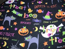 Halloween Nurse Scrub Top size Lg Pumpkins Ghost