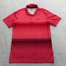 Nike Golf Mens Dri-FIT Red Gradient Heathered Polo Shirt Medium Standard Fit