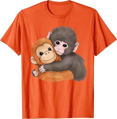 Cute Baby Monkey Named Punch Plush Hugging Unisex T-Shirt