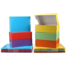 Vibrant 12x9x4 Inch Gift Shipping Boxes - 18 Pack in 6 Colors, Easy Fold Design