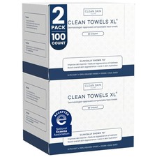 Clean Skin Club Clean Towels XL Disposable Face Towelette Makeup Dry Wipes 100ct