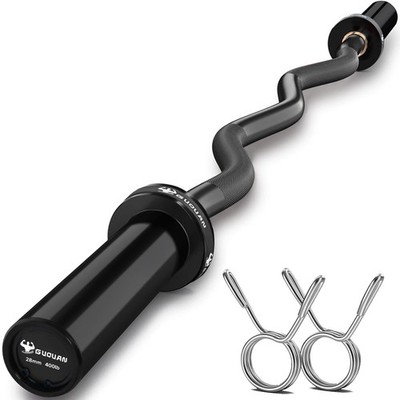 Olympic EZ Curl Barbell Bar, 400LBS Weight Capacity Olympic Curl Bar, 4ft Bar...
