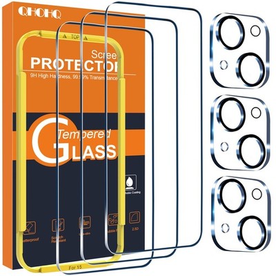 3 Pack Screen Protector for iPhone 15 [6.1 Inch] with 3 Pack Camera Lens Prot...