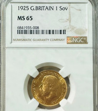 1925 Great Britain Gold 1 Sovereign George V NGC MS65 Historic 🇬🇧💎