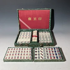 Vintage Japanese Mahjong Set with Case – Complete Tiles  & Sticks & Dices