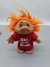 DAM Norfin 1986 Troll Doll Ski Bum Snow Shirt Pink Hair Brown Eyes 5" Chunky
