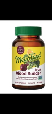 MegaFood Blood Builder Iron Tablets 60 Vegan Gluten-Free Exp 12/2028