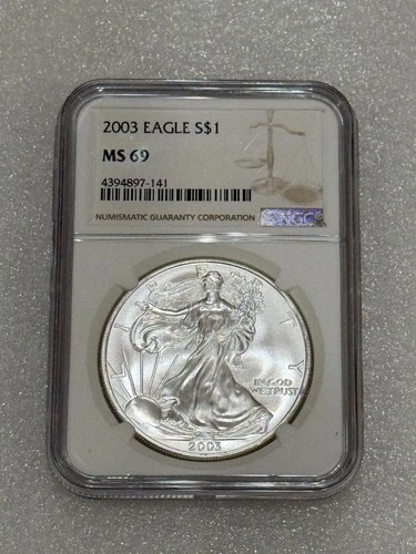 2003 Silver Eagle  NGC MS 69 Brown Label ~ PRISTINE ~ NO SPOTS (141)