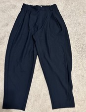 Halara Flex Mid Rise Pocket Barrel Leg Work Pants Navy Blue Small