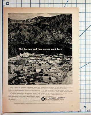 Vintage JPL Jet Propulsion Lab Ad Pasadena Space Exploration Recruitment
