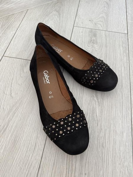 Women Gabor Heels Black Suede 39.5 #7TG9