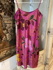 Natori Satin Night Gown Slip Long Dress Floral Feminine Adjustable Strap SZ M