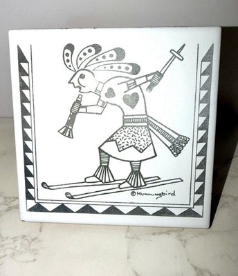 Jesse Hummingbird Cherokee Native American Kokopelli Skiing Ceramic Tile Decor