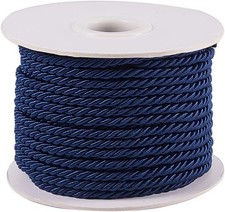 Marine Blue Twisted Silk Rope 3mm x 20yd, Satin Nylon Cord for Crafts 