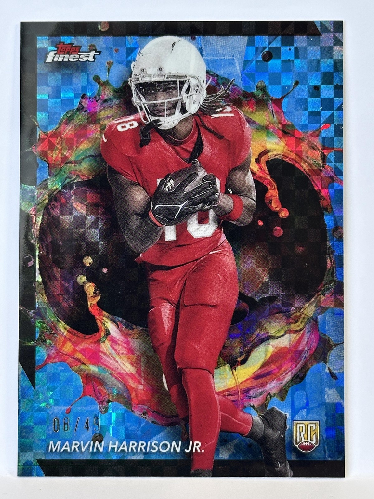 2024 Finest #268 Marvin Harrison Jr. Blue Checkerboard Refractor #/49
