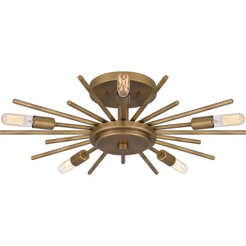 Quoizel QSF6158 Mesquite 5 Light 22"W Semi-flush Ceiling Fixture - Brass - Picture 8 of 12