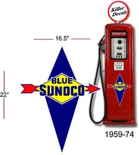 (SUNOC-2) 22" 1959-74 SUNOCO GASOLINE DECAL FOR OIL CAN / GAS PUMP / LUBSTER