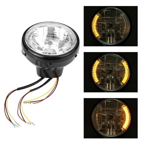 Universal 7" Motorcycle Headlight LED Turn Signal Indicators Headlamp W/ Bracket - Picture 3 of 10