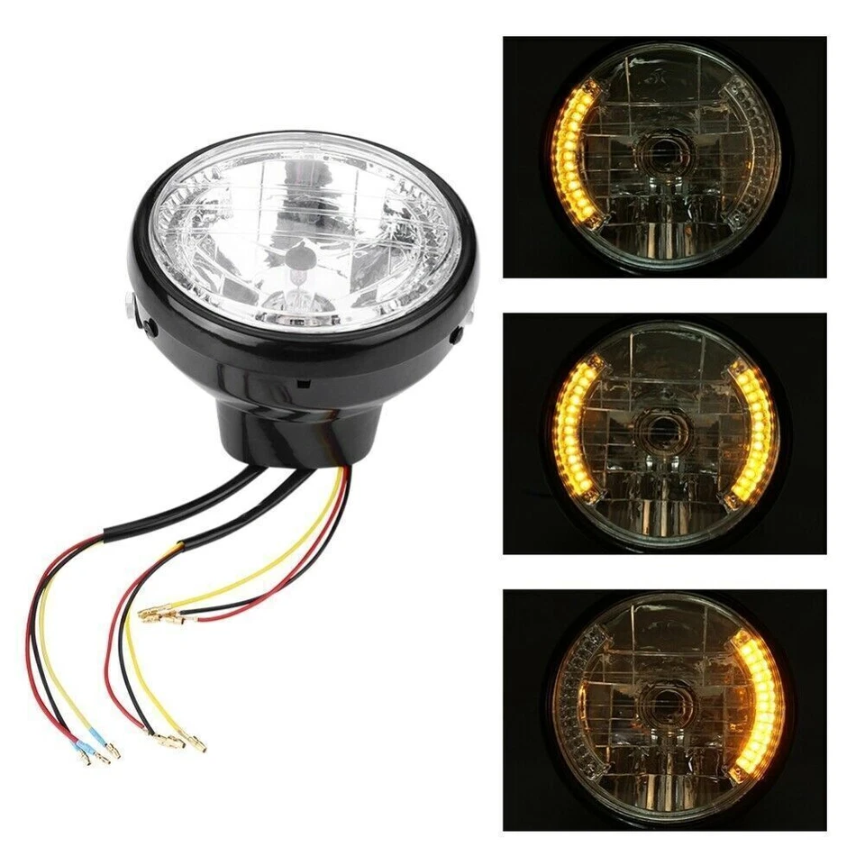 Universal 7" Motorcycle Headlight LED Turn Signal Indicators Headlamp W/ Bracket — 第 3/4 张图片
