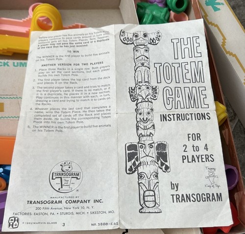 Vintage 1962 Totem Rack Um Stack Um Game With Instructions 99% Complete VTG Game - Picture 19 of 20