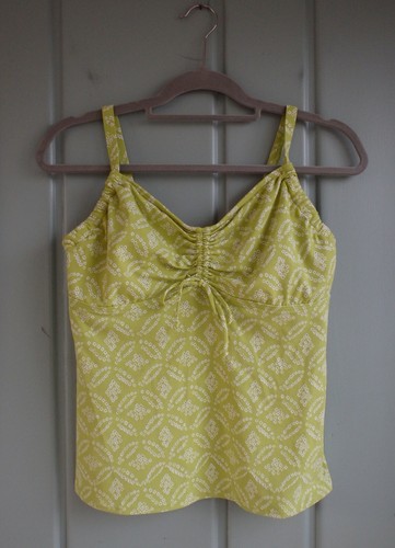 Lands End Womens 8 DDD Medium Green Ruched Tankini Swim Top Underwire Bra Bow
