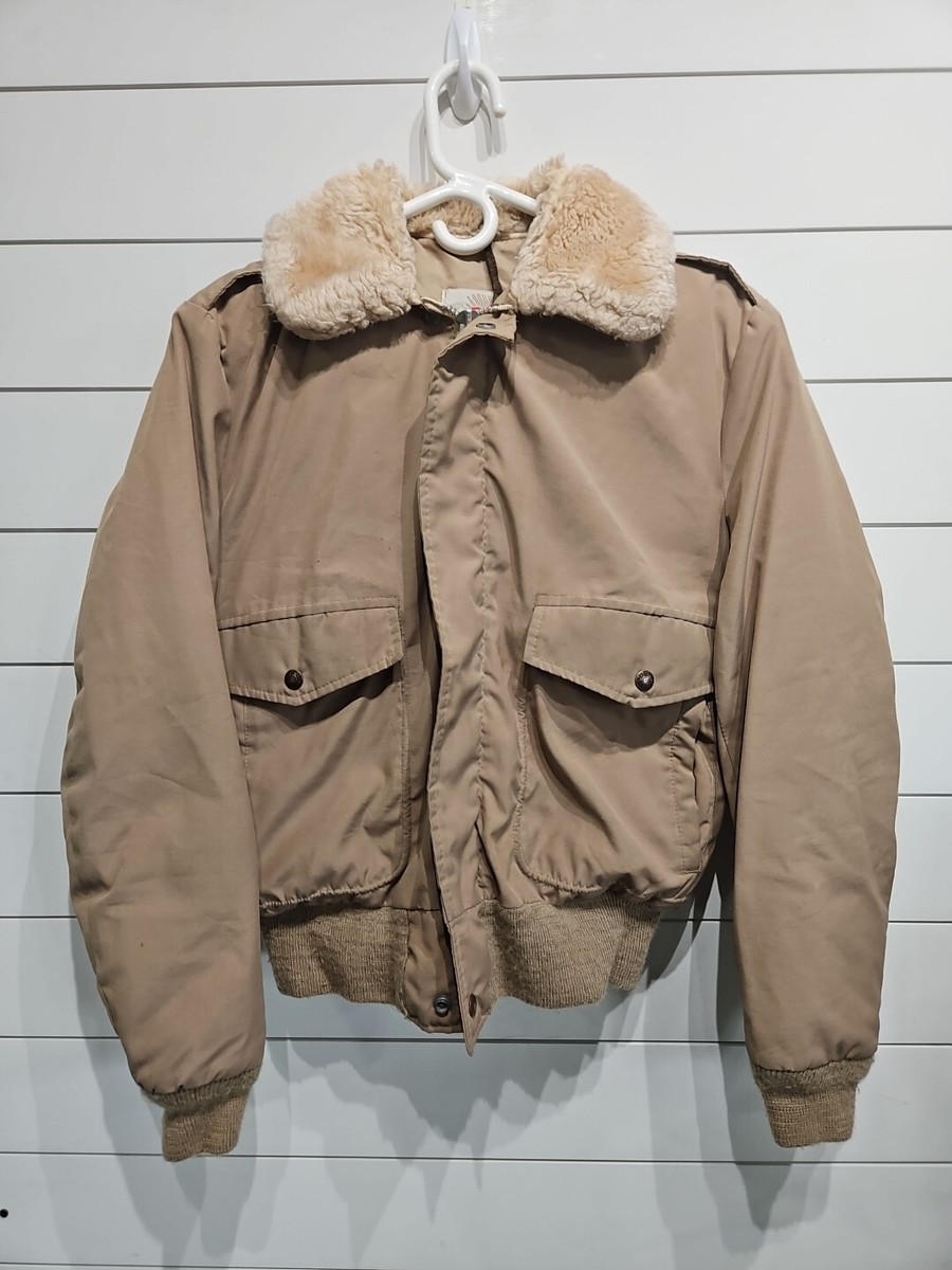 Vtg Schott NYC Down Plume Bomber Flight Jacket Sherpa Collar Made 