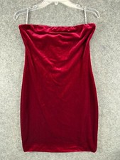 Miss Circle New York Womens Large Red Velvet Strapless Dress Dark Red Wine