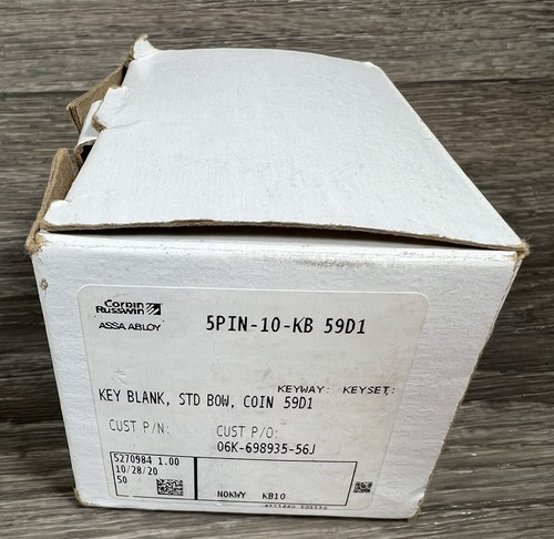 Lot of 50 - Corbin Russwin ASSA ABLOY 5 Pin Key Blanks 59C2 Keyway 59D1 5PIN-10 - Picture 3 of 3