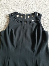 Eliza J Womens Sheath Dress Black Geometric Cut-Out Neck Sleeveless 14. GR2