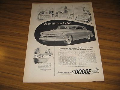 1952 Print Ad The'52 Dodge 2-Door,Lighthouse,Millpond,Luxury Pool