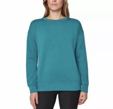 Mondetta Soft Fleece Scuba Crewneck Sweatshirt, Women's XL 16-18, Teal, NEW