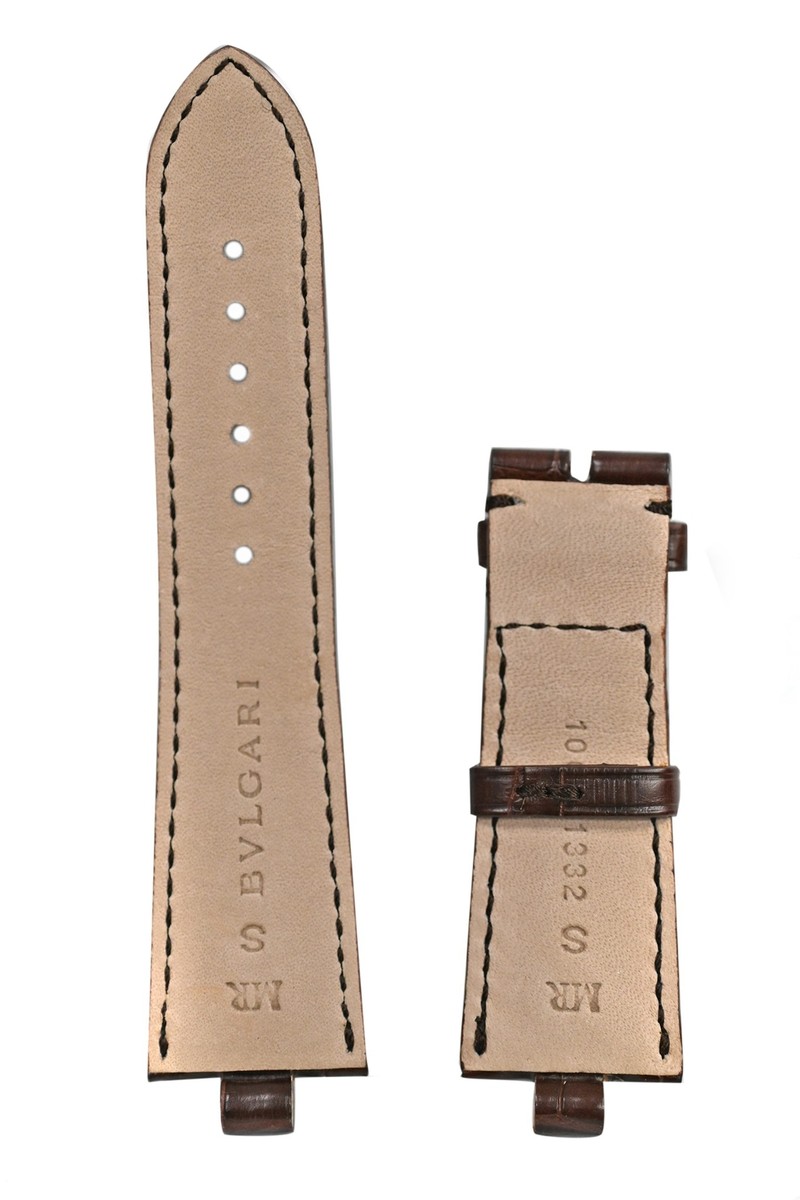 Bvlgari Bulgari Diagono Small Short Alligator Leather Brown 22MM x